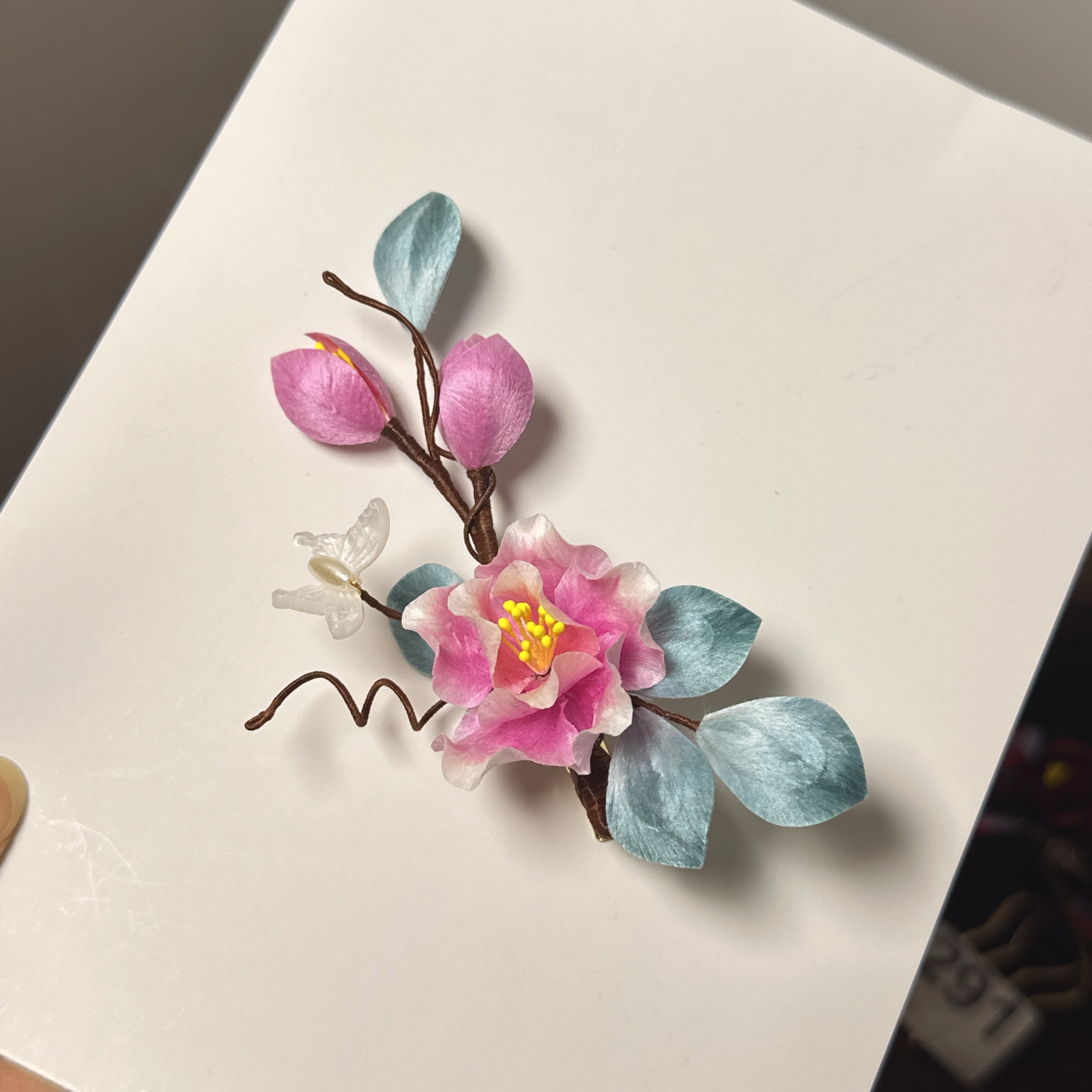 【暮霭】 秋暮绒花紫色海棠发夹