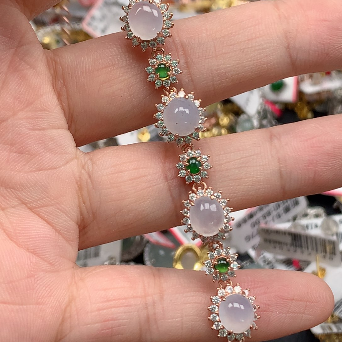 翡翠戒指银S925镶嵌天然翡翠手链