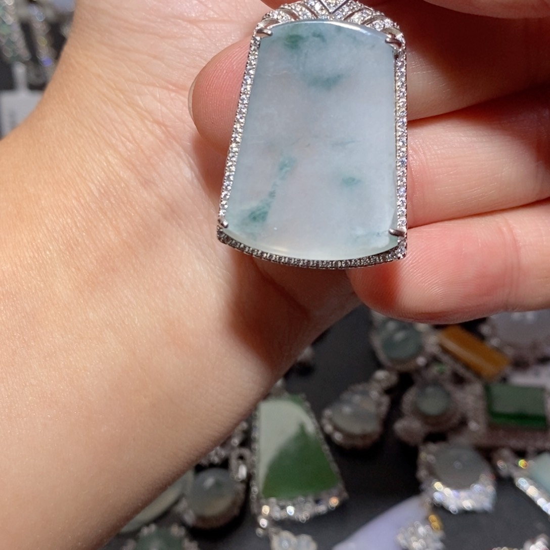 翡翠手链银S925镶嵌v b j j