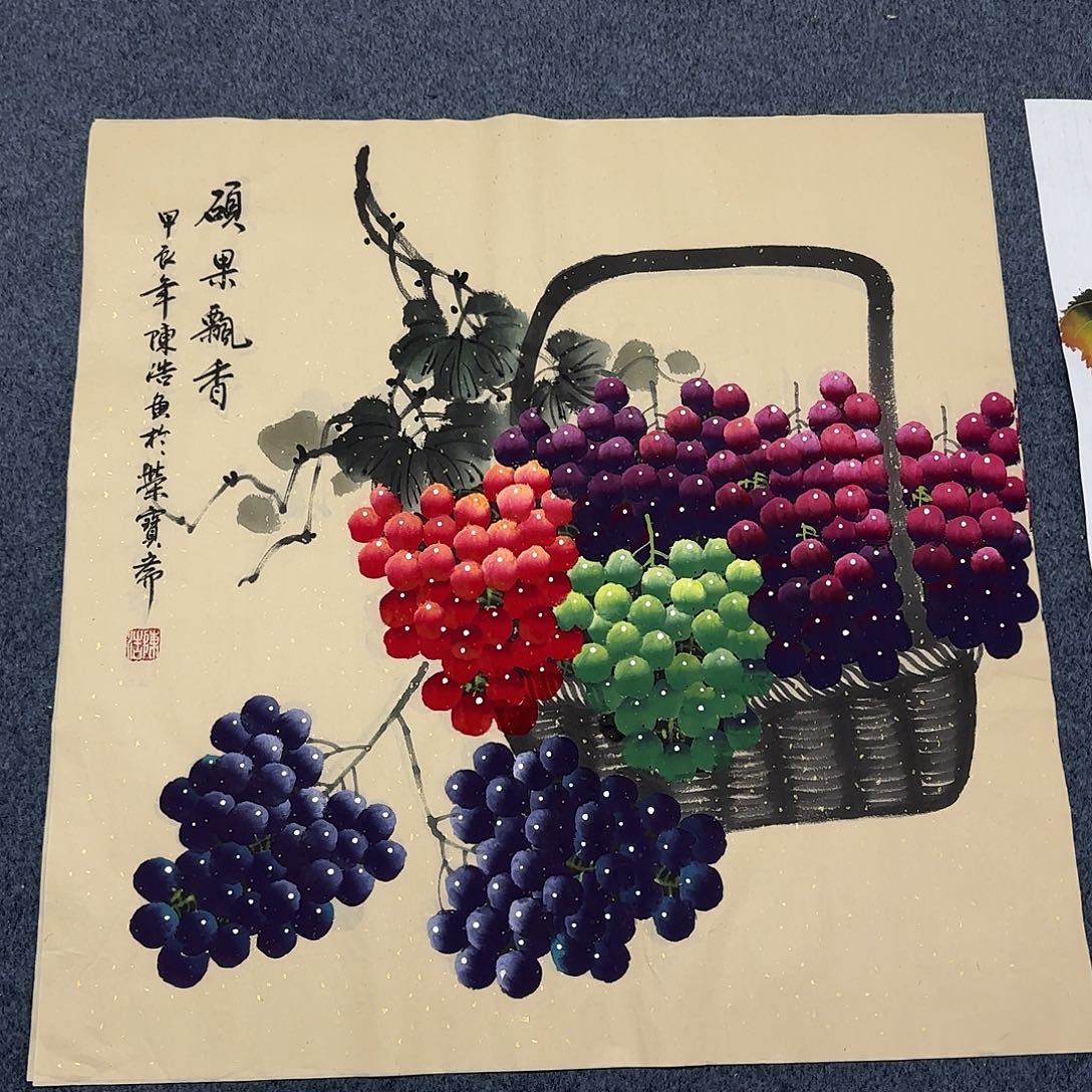 国画尺寸70X70手绘作品 