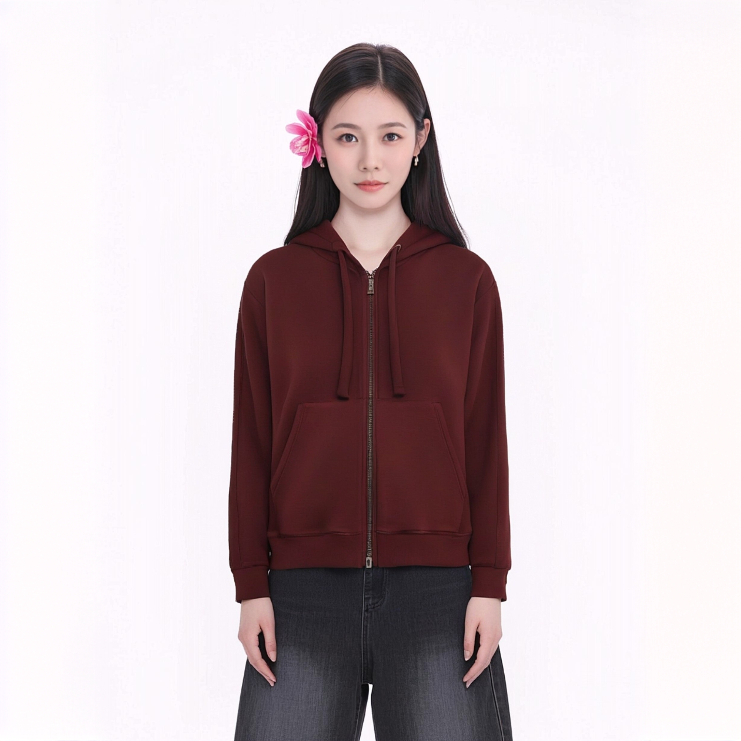 0488【冬季新款】秋冬宽松拉链连帽男女同款外套W2519