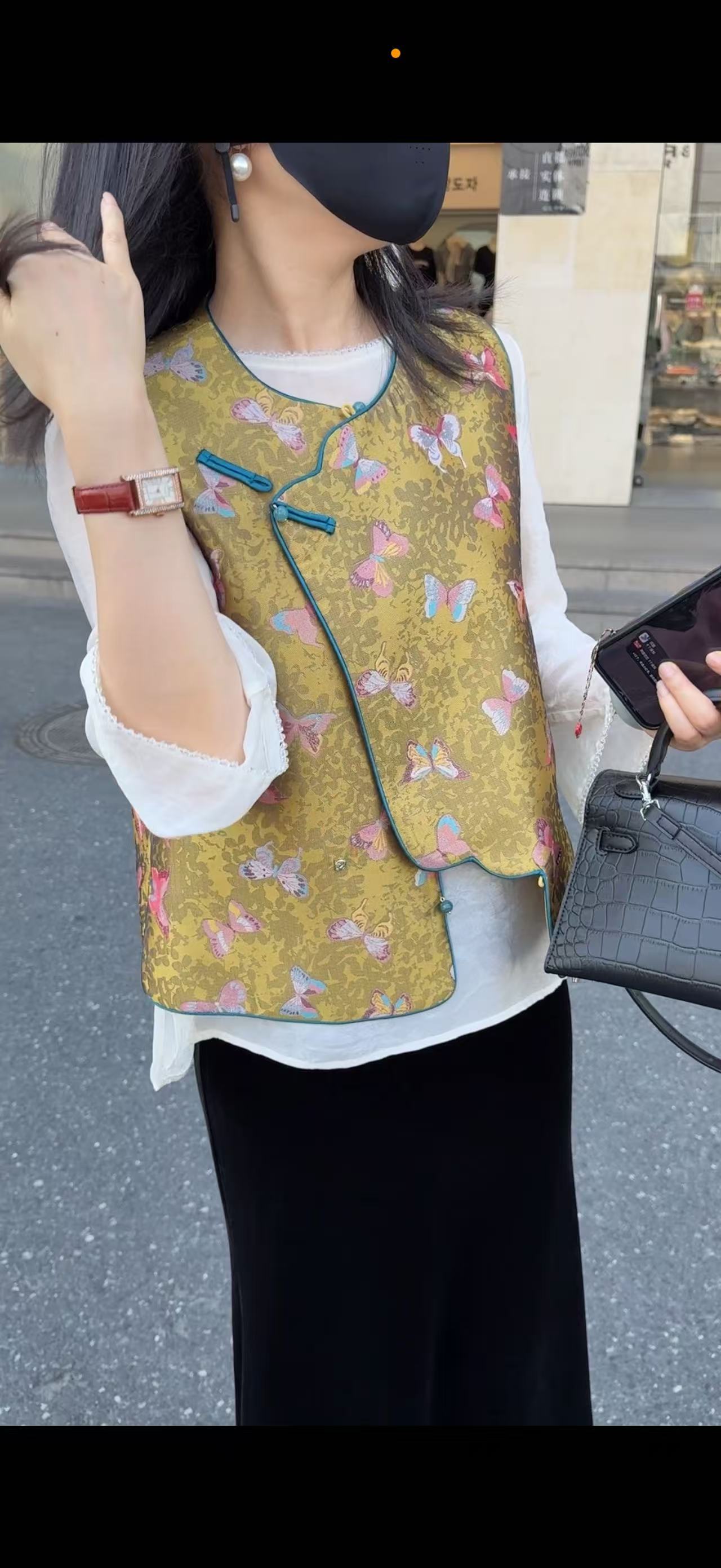 中式中国风斜门襟时尚百搭提花马甲