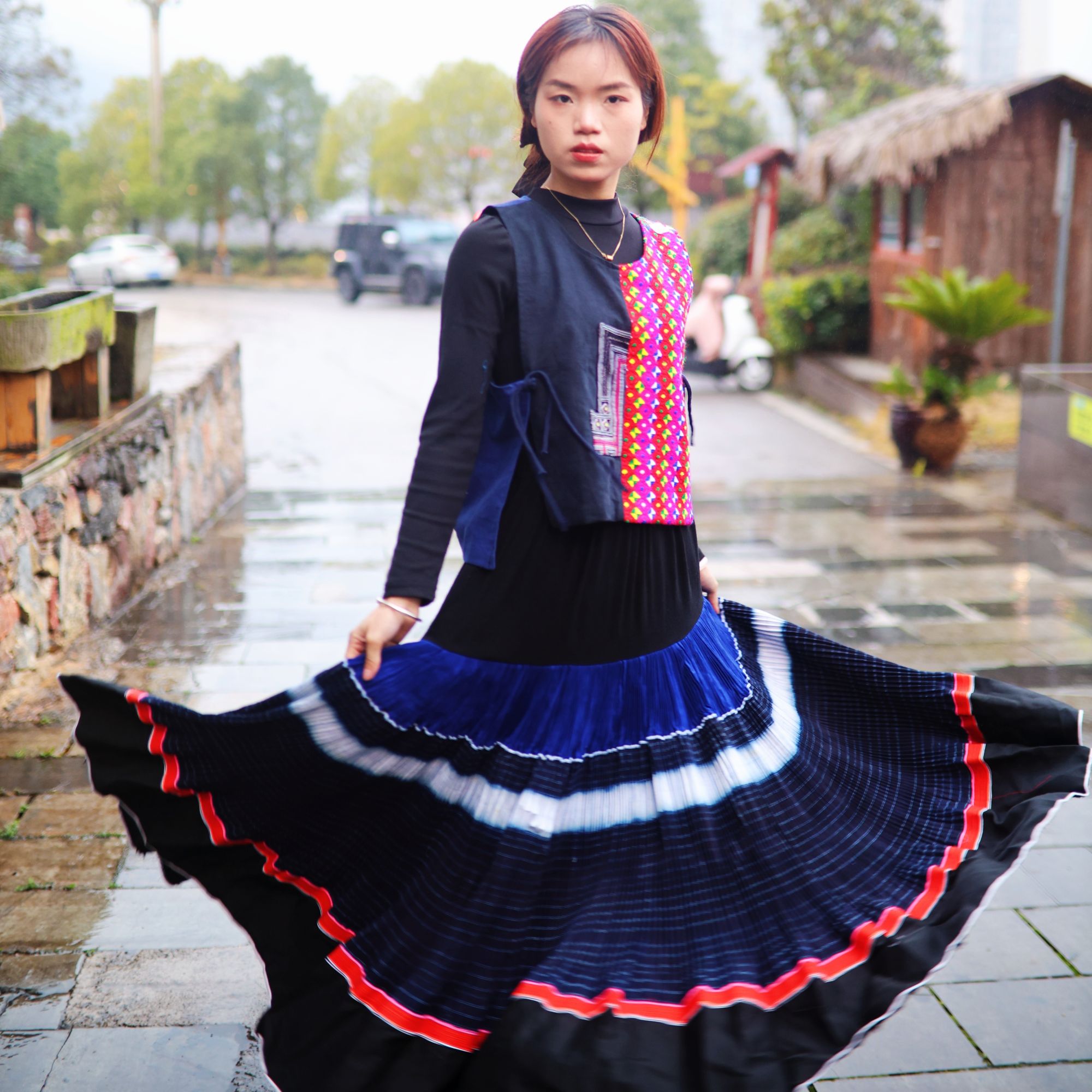 高腰A字裙薄款半身裙长裙舞蹈服中长裙日常穿搭