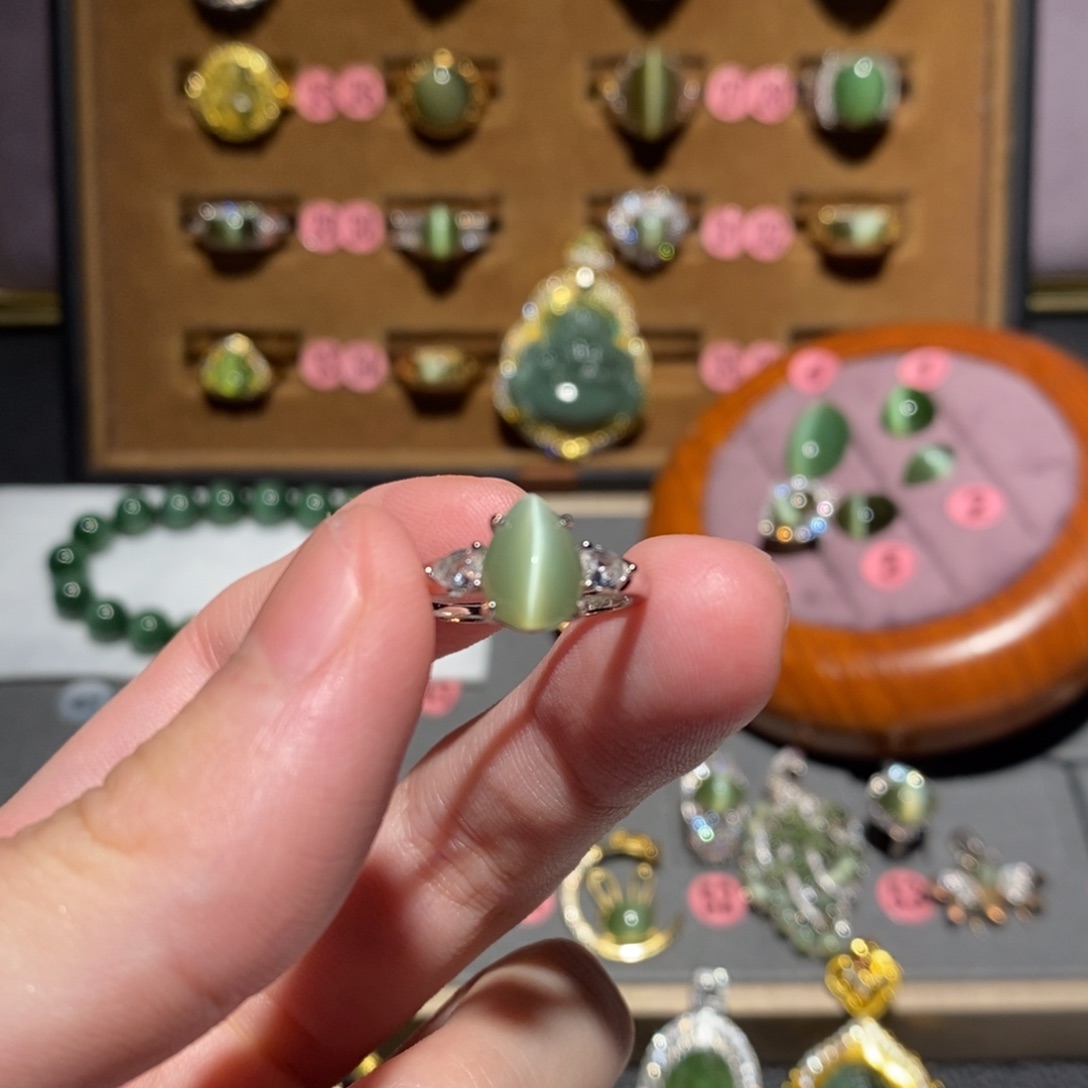 和田玉银S925镶嵌戒指