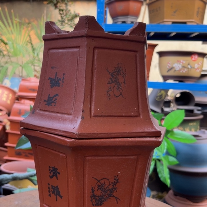 25+25红清雅六方花盆花盆花盆