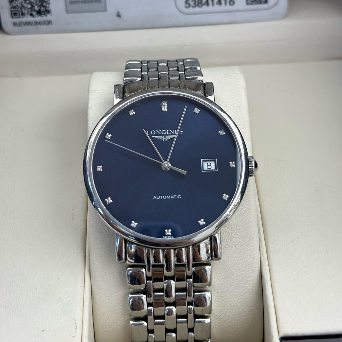 99新 Longines/浪琴 博雅系列自动机械男士蓝盘钻刻腕表表径39mm