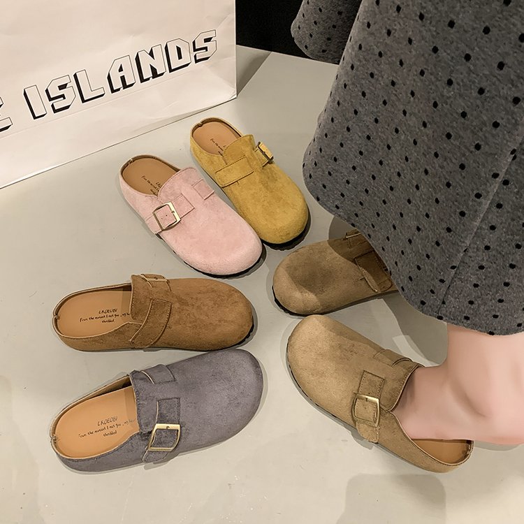 厚底勃肯鞋女鞋子2025新款春秋外穿一脚蹬懒人穆勒博肯包头半拖鞋