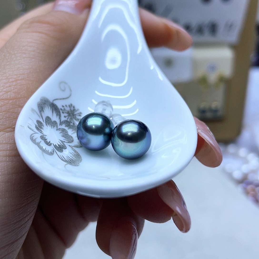 海水珍珠耳饰银S925镶嵌