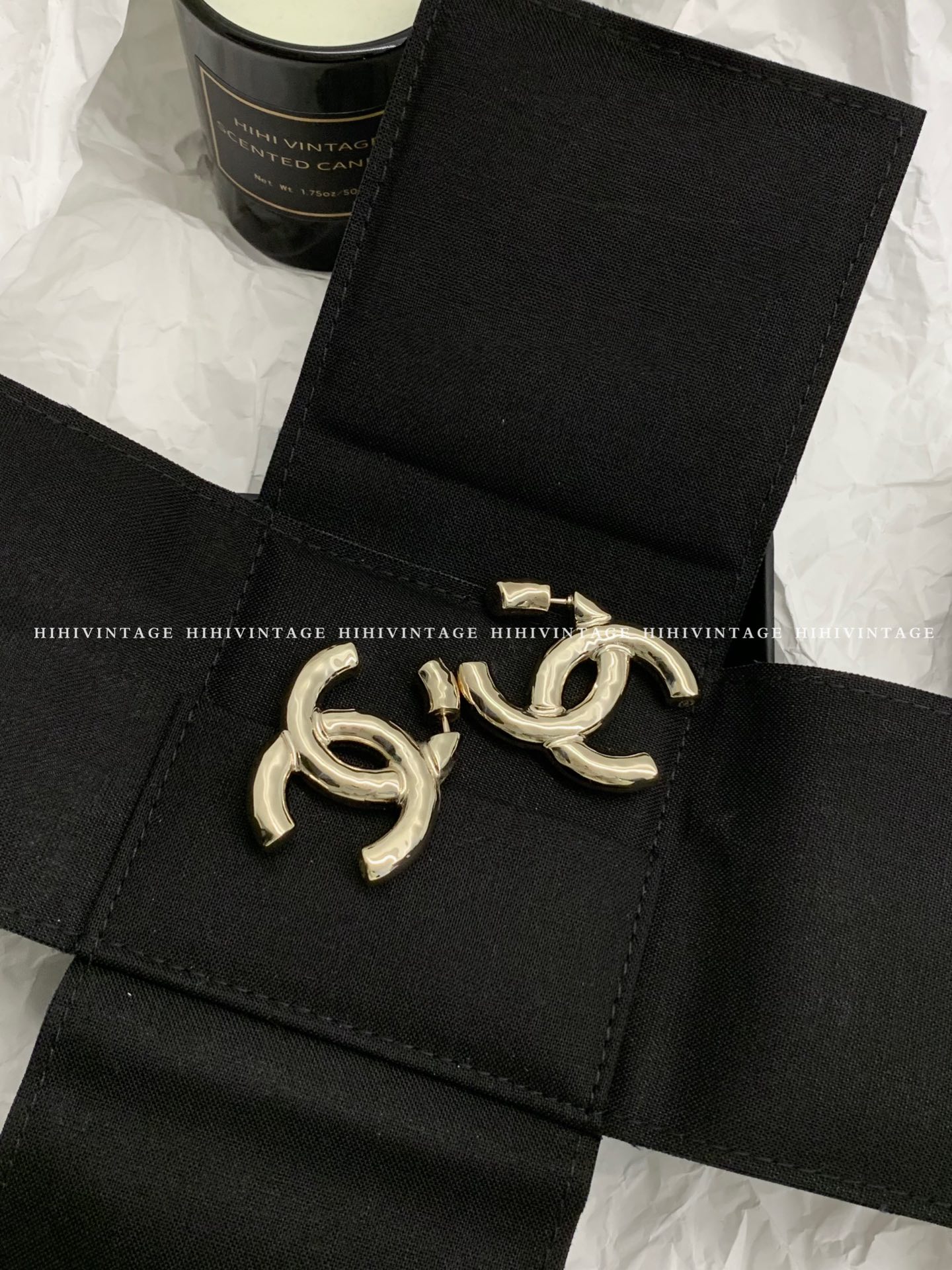 99新 Chanel/香奈儿 HIHI/Chanel 22C 双C素金耳钉/12206580