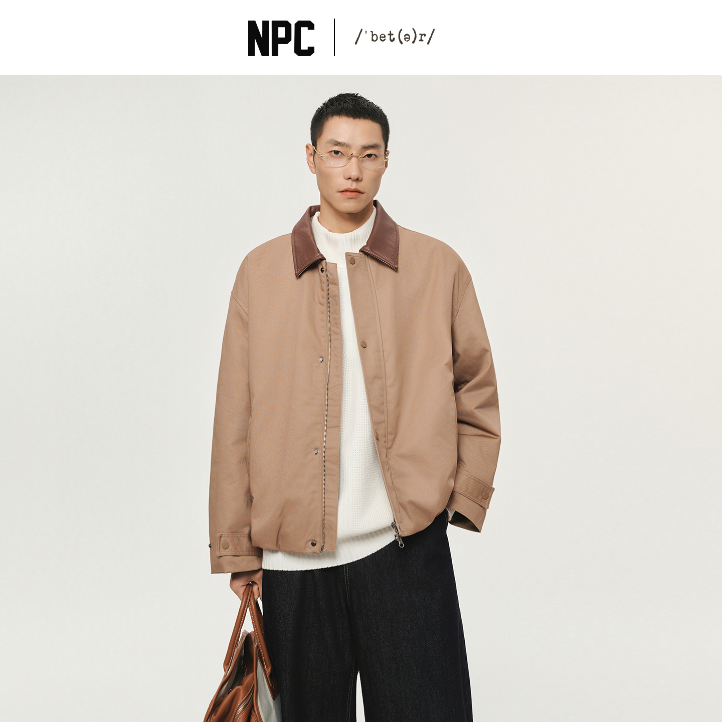 NPC潮牌至臻羊毛系列巴恩风翻领羊毛棉棉服夹克外套冬NP59PJ10