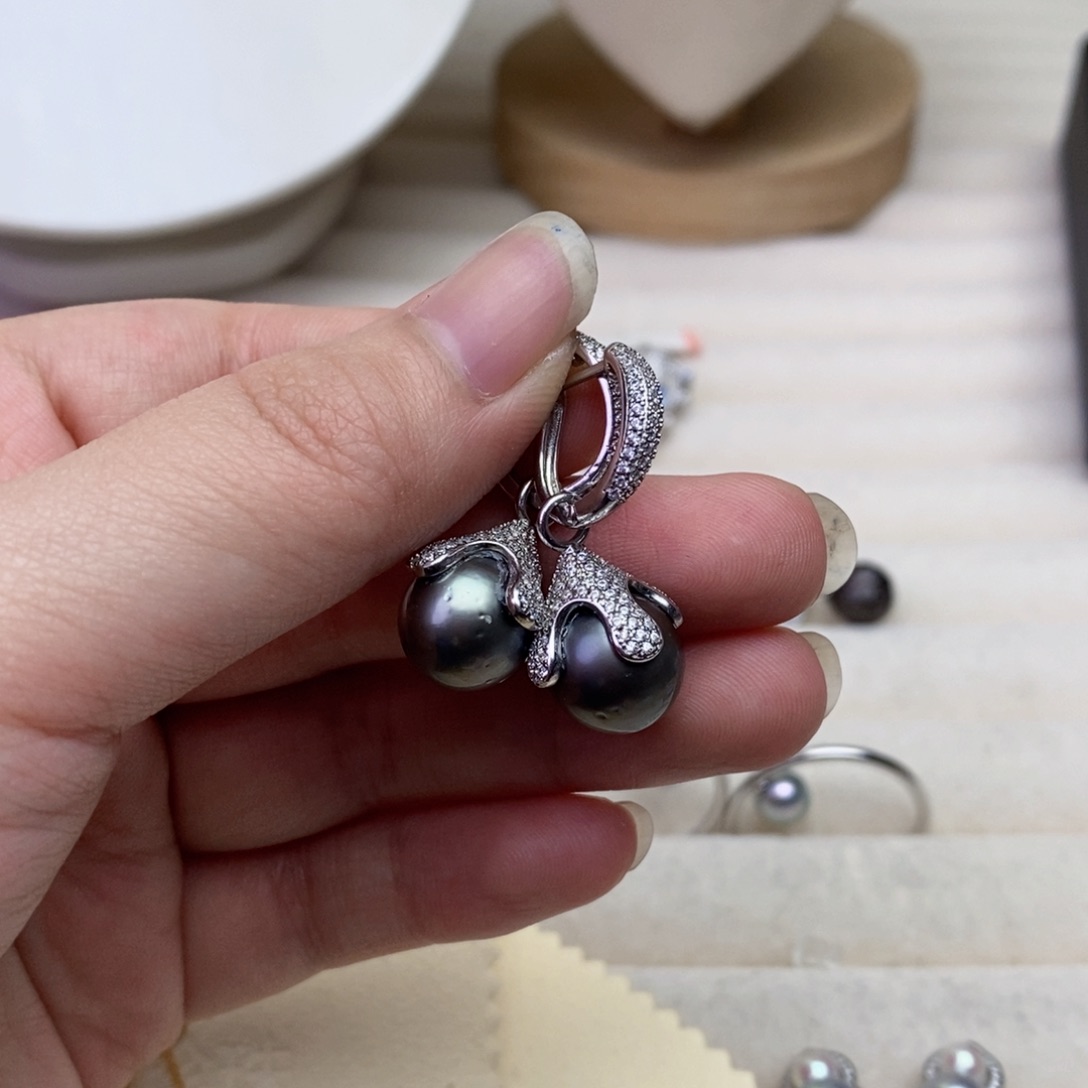 海水珍珠耳饰银S925镶嵌