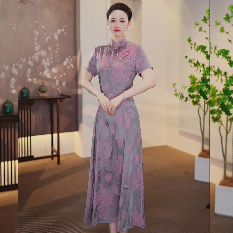 【YUAN12】2025春夏新款高端提花中国风旗袍连衣裙夏季日常时尚