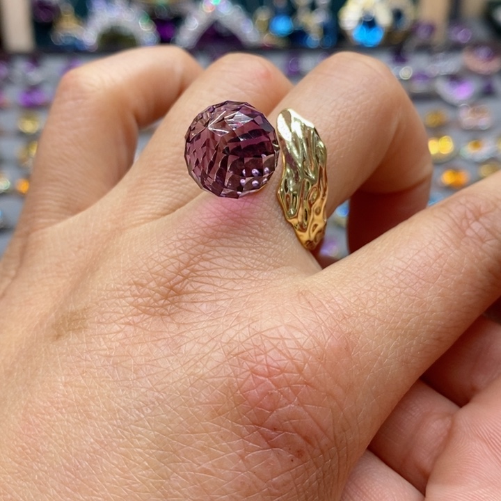 水晶戒指银S925镶嵌天然水晶戒指