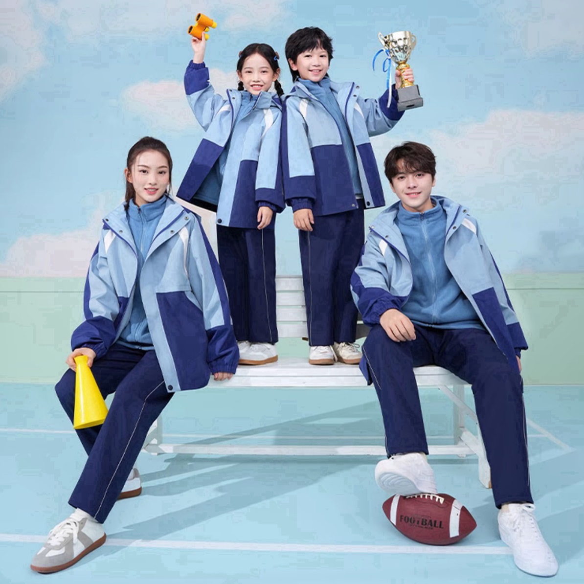 江西赣州冬款校服三合一小学初中高中冲锋衣保暖校服套装