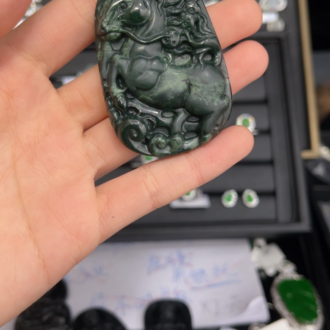 翡翠戒指银S925镶嵌翡翠吊坠