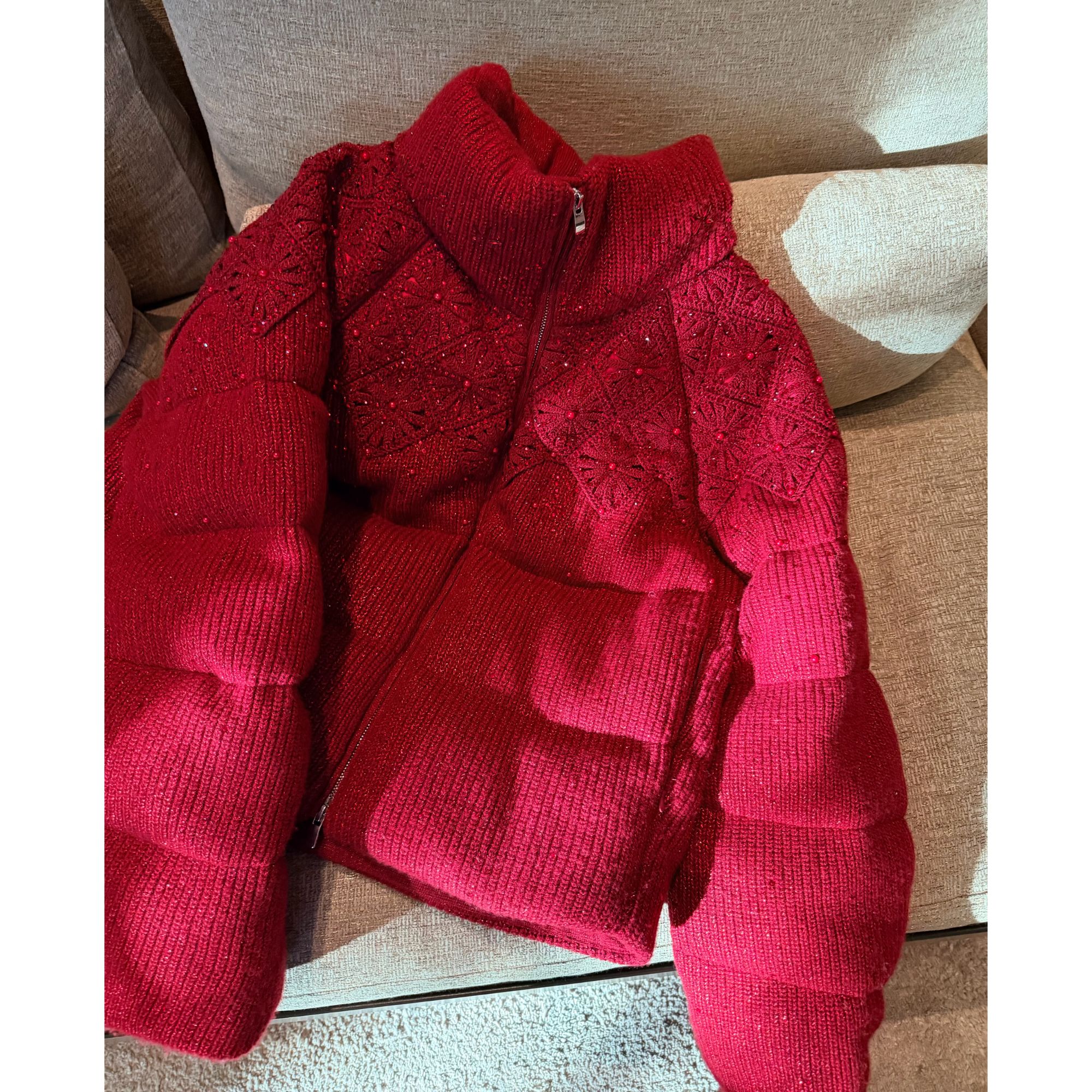 Janie Yee“新春高定”全羊毛钻钻90白鹅绒红色羽绒服女冬 25A3588