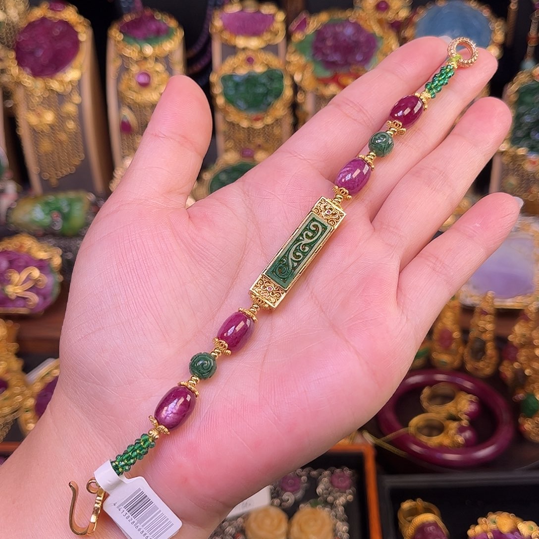 未镶嵌手链翡翠红宝石多宝手链