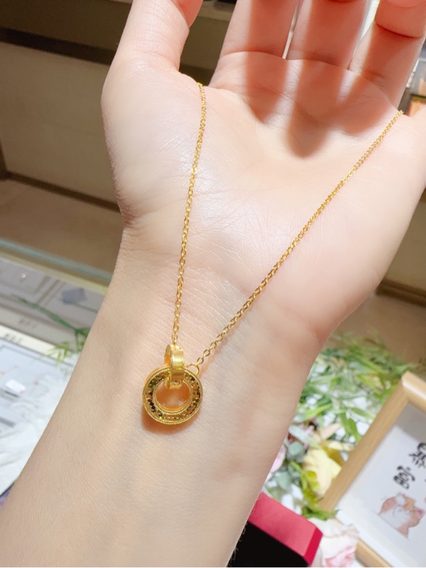 足金999环环相扣项链