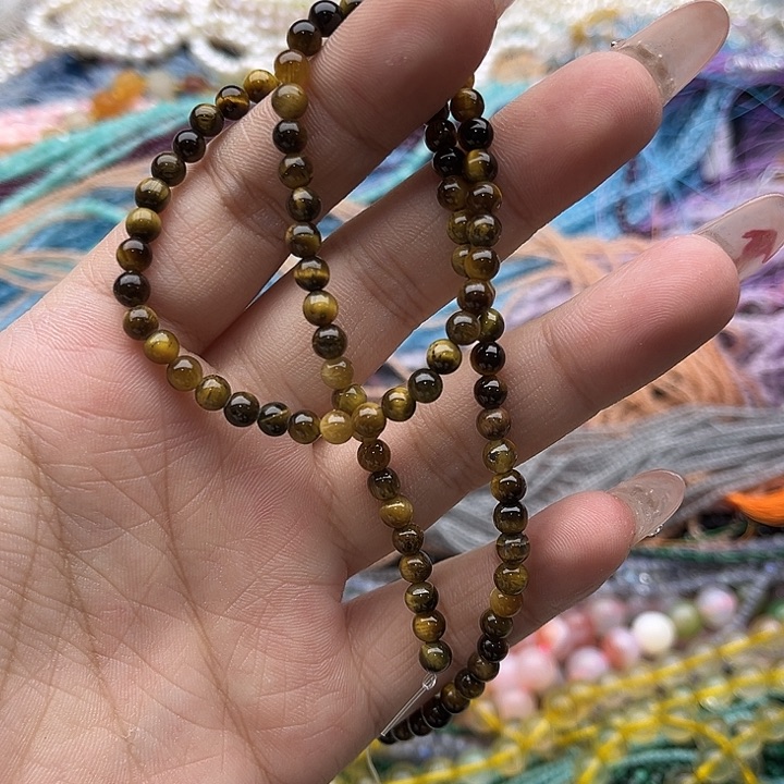 玛瑙/玉髓珠宝半成品未镶嵌一条4mm左右虎眼石