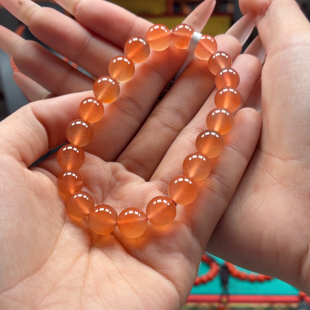 南红玛瑙未镶嵌手串原矿保山南红小庄冰橘手串卡9+