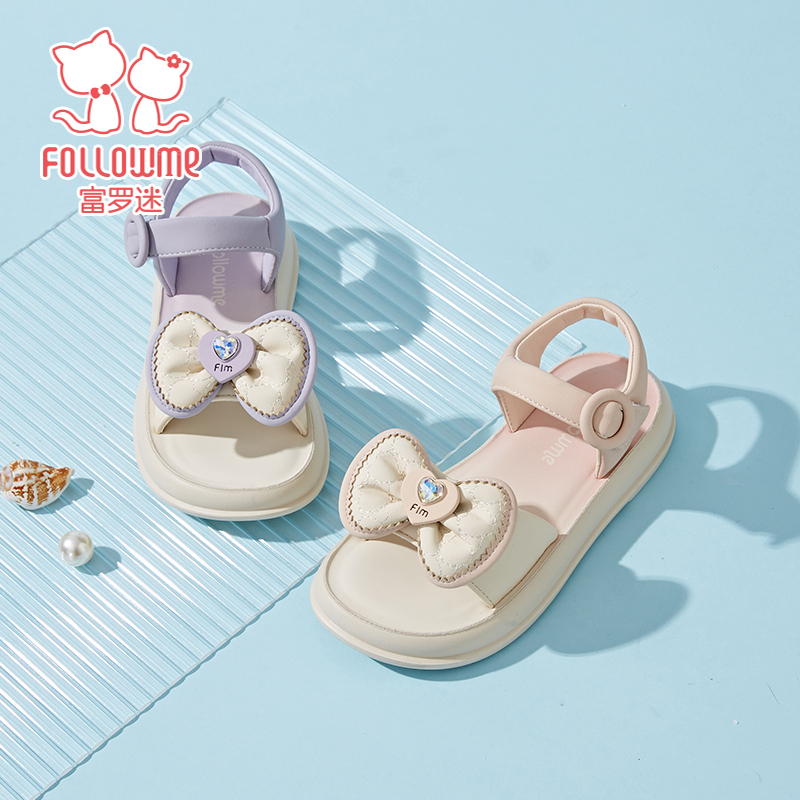 ①拼款女童凉鞋-夏款鞋子夏季新款透气女孩软底防滑沙滩鞋