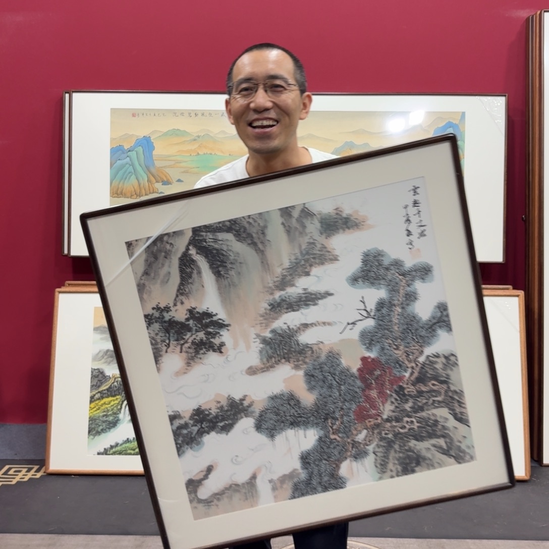 国画带框绘画80/80尺寸