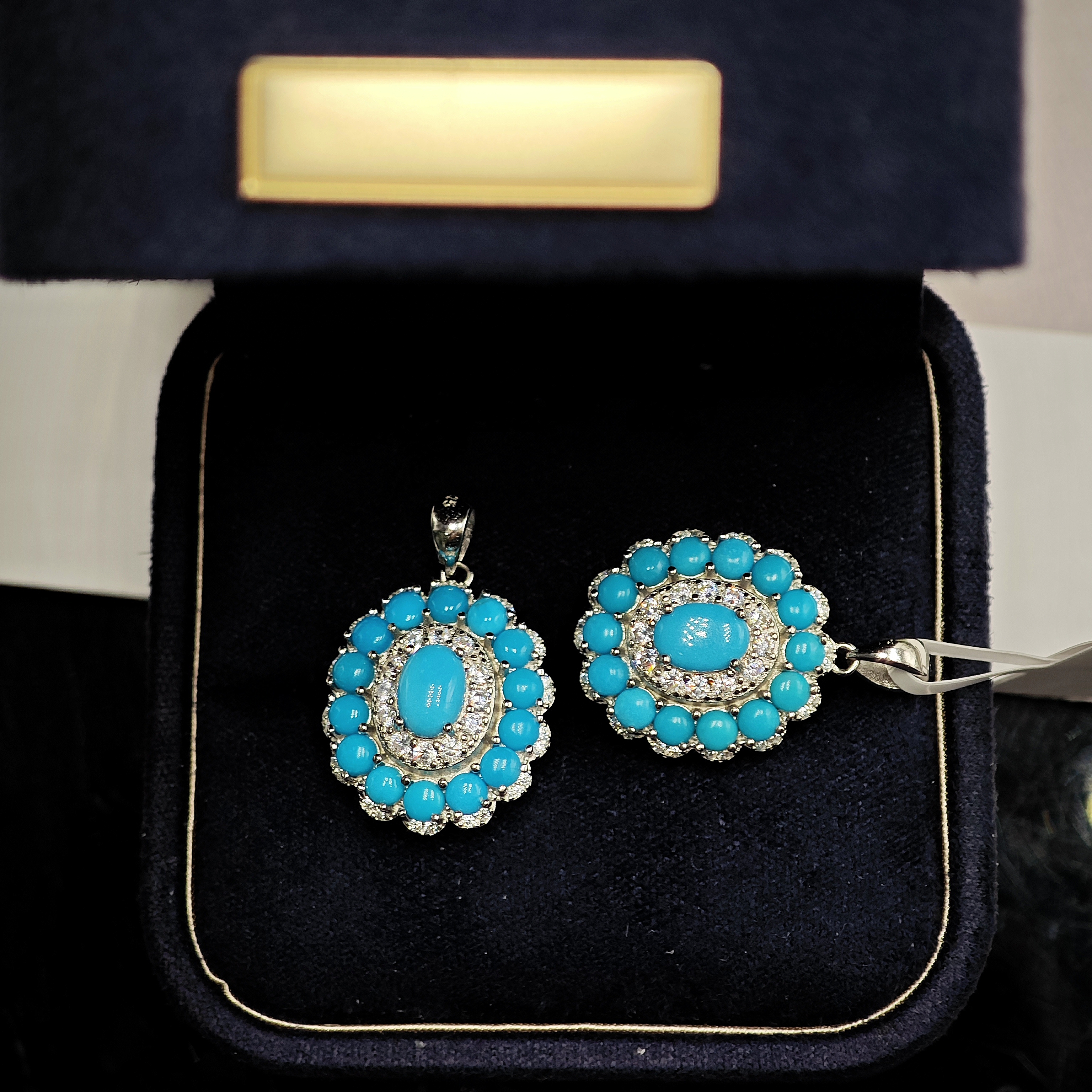 S925银绿松石吊坠花朵多样性发货一件