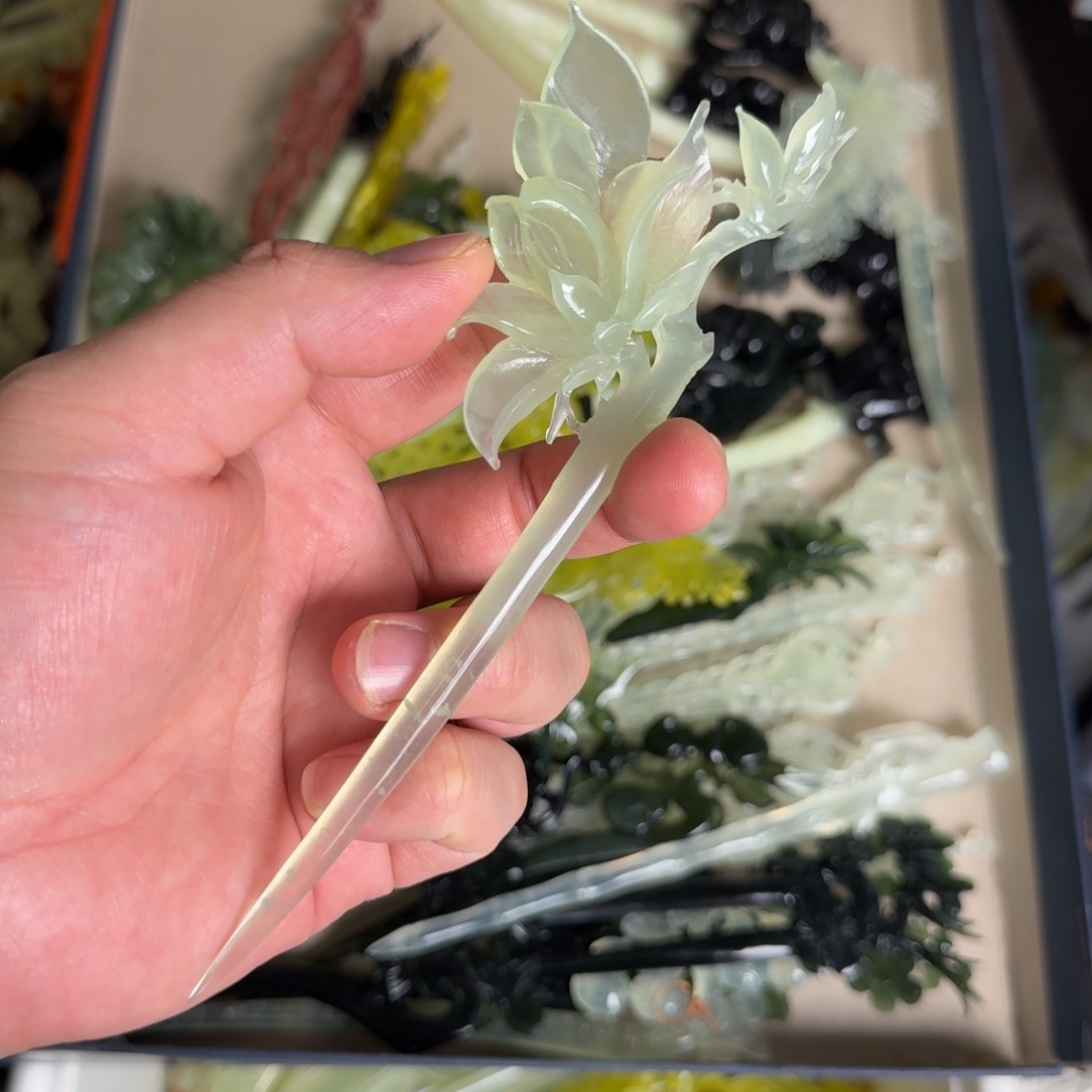 岫玉发饰未镶嵌明君玉簪就是好看