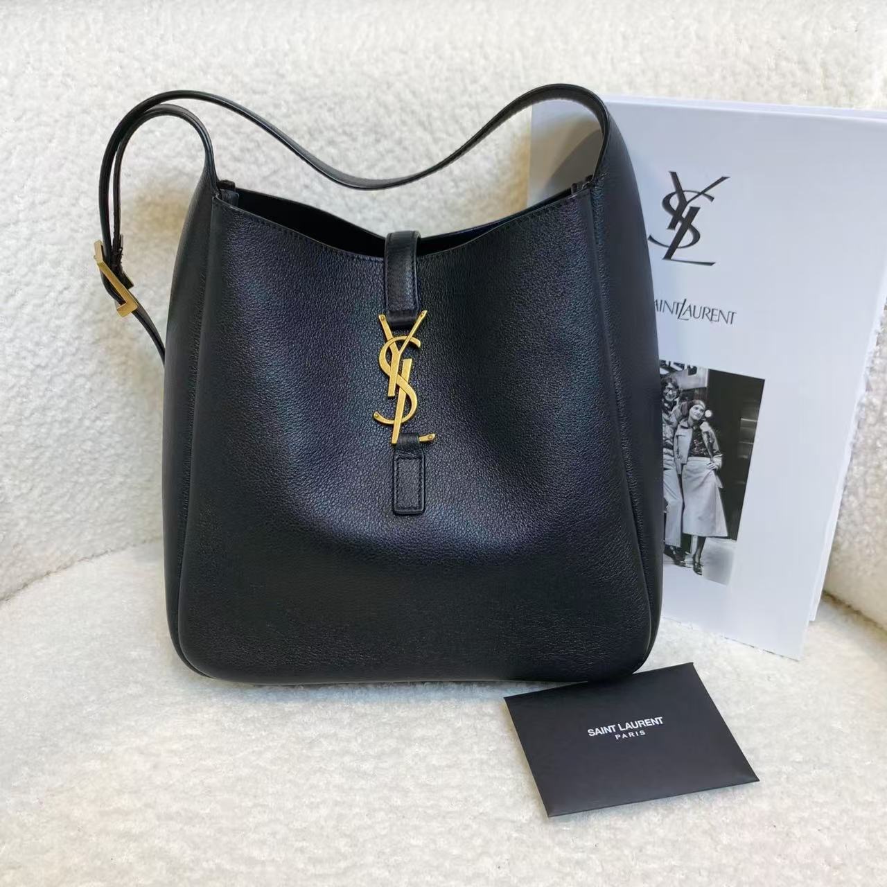 99新 YSL/圣罗兰 壹臻/黑金hobo小号单肩包/ 53483531