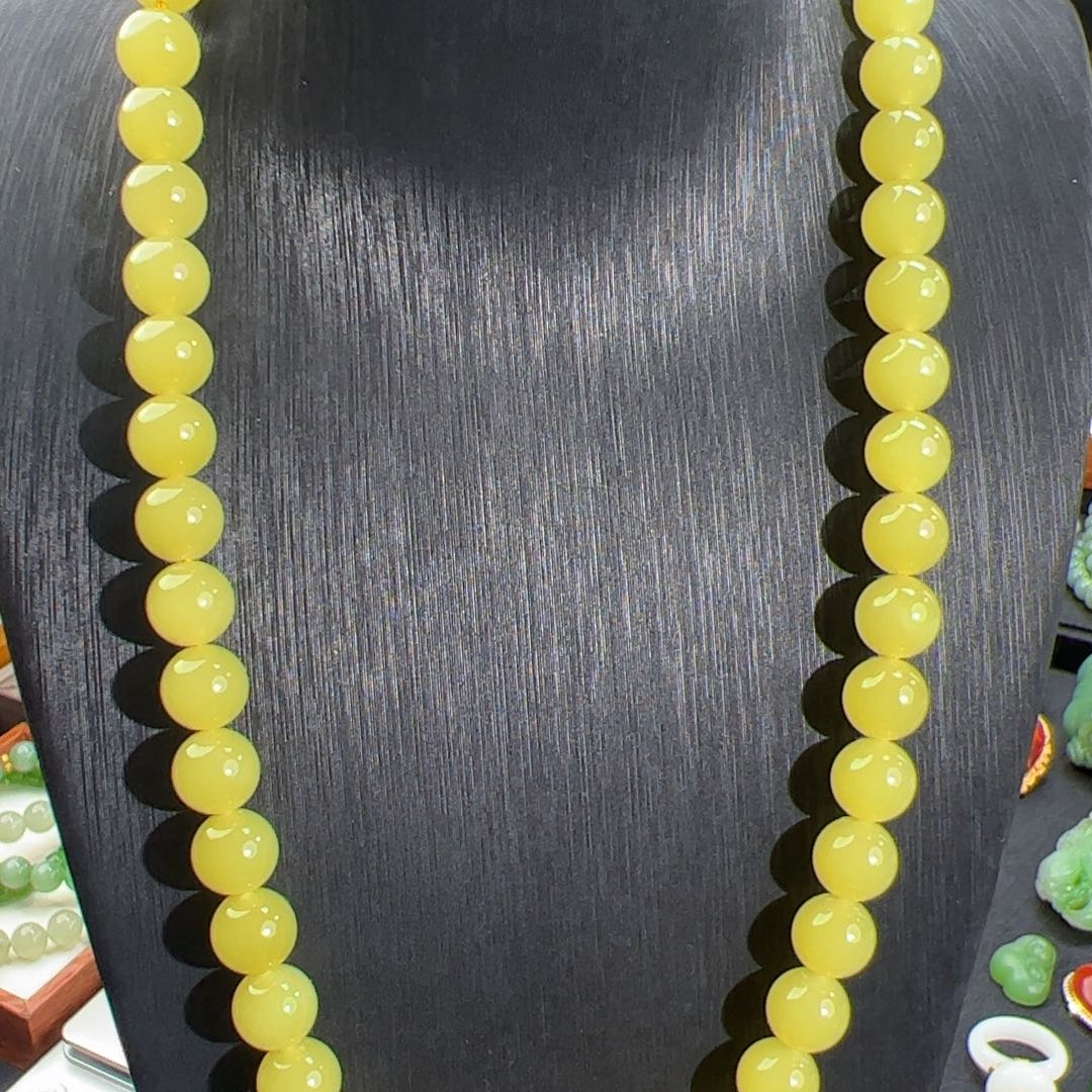 和田玉（黄玉）黄口项链（10mm）未镶嵌