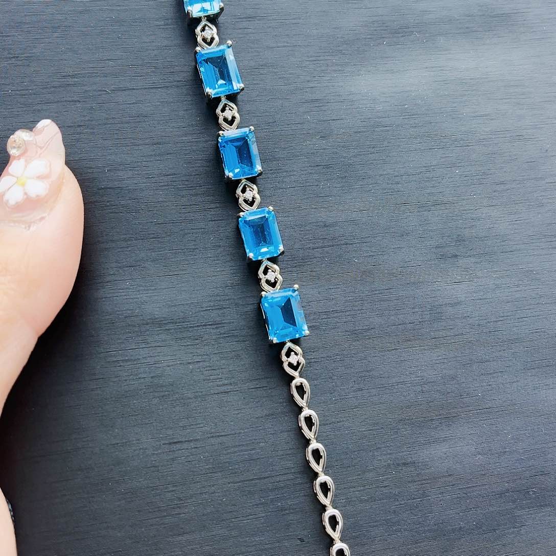 托帕石手链银S925镶嵌天然