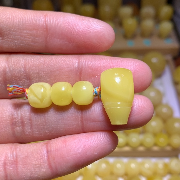 蜜蜡裸石未镶嵌天然俄料黄白花蜜蜡套装8.5-11