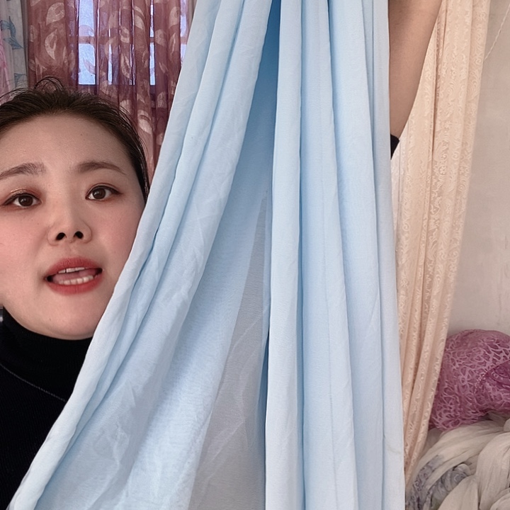 悲***Y纱定制三米浅蓝魔术贴