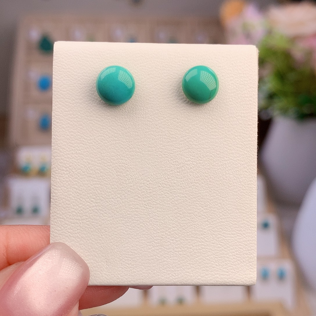 银S925镶嵌绿松石耳饰