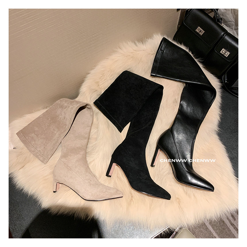 【CHENWW】新款过膝靴瘦瘦靴时尚百搭尖头气质显瘦显腿长大码弹力靴