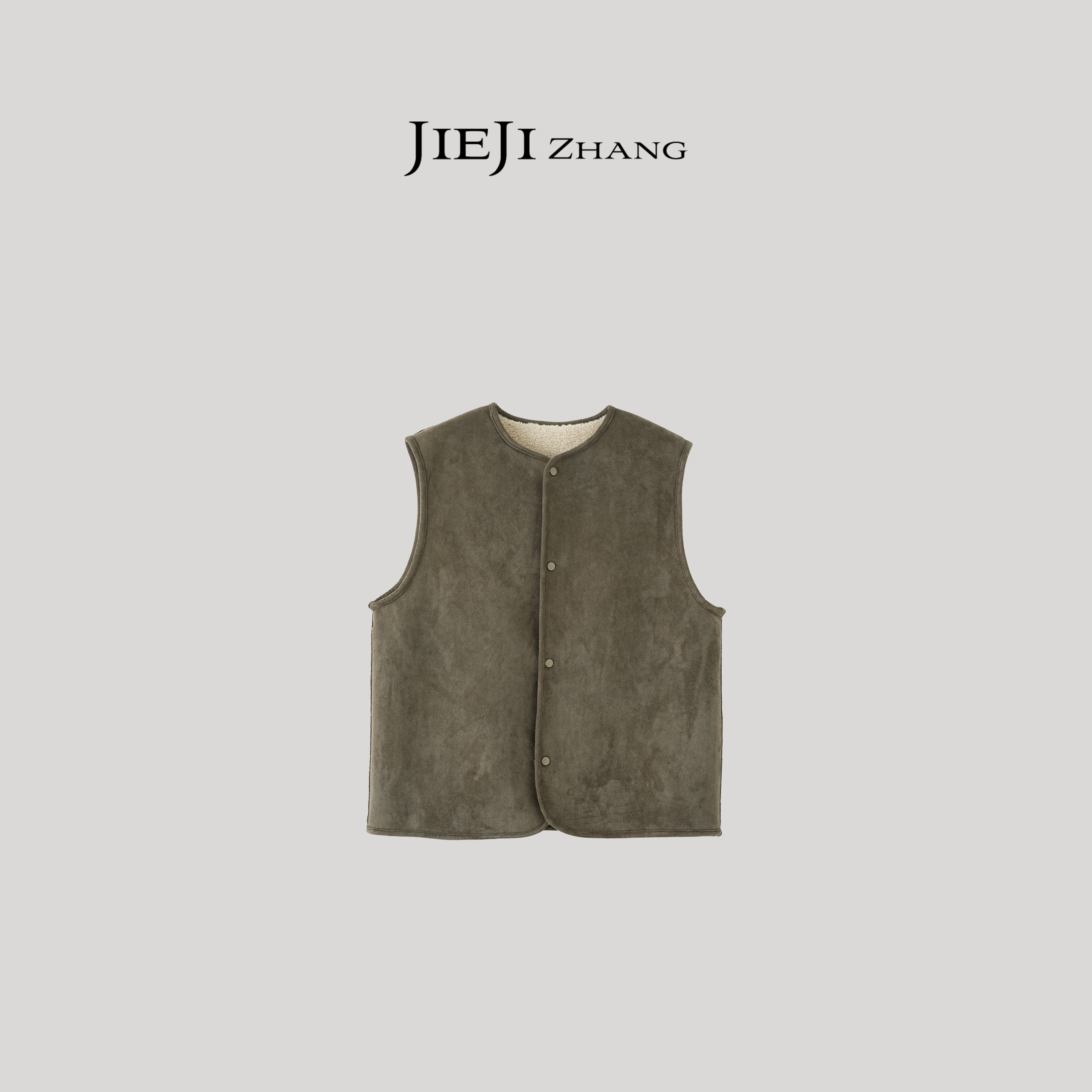 【JIEJI ZHANG】高级定制秋冬时尚百搭加棉咖色马甲351078