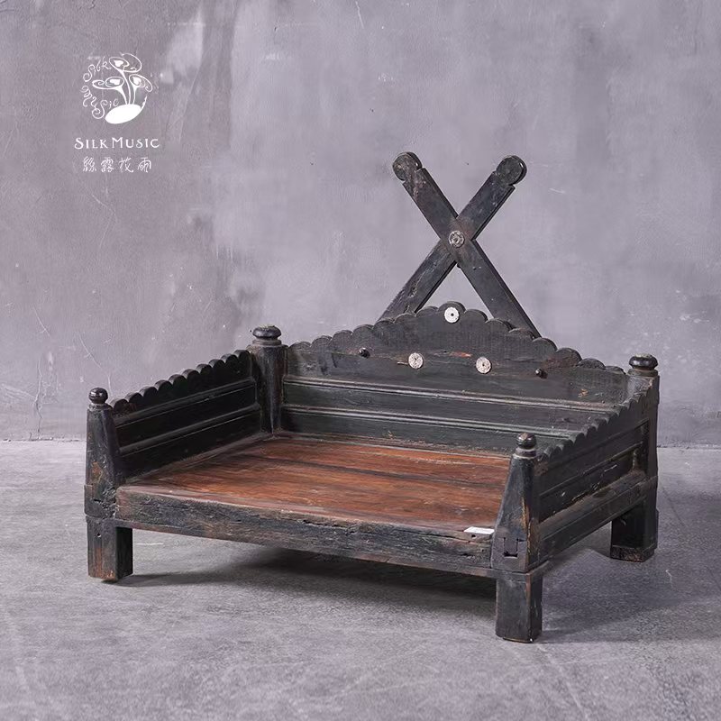 丝露花雨新中式复古家用酒店碳化禅意木质中古复古矮椅子315900