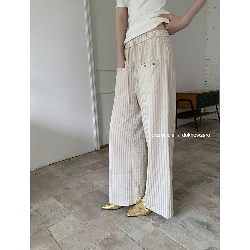 DKZ【5/6 20:00 新品8折】贝壳提花条纹休闲裤