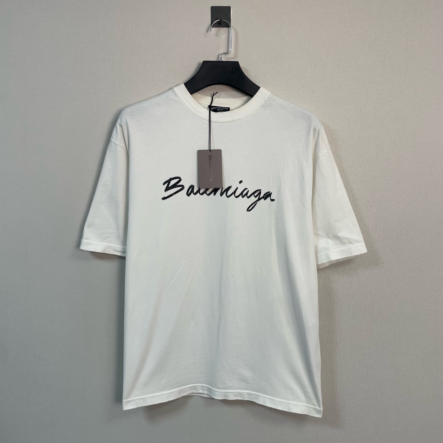 未使用 Balenciaga/巴黎世家 草写字母短袖/M码/全新带吊/价5100