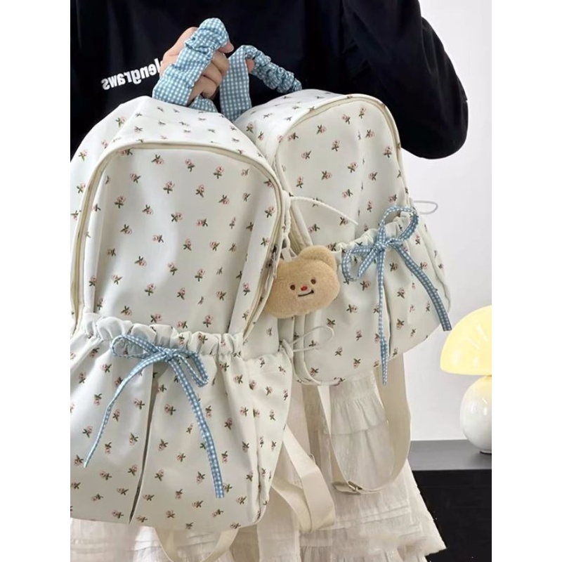 大学生少女书包日系ins小碎花双肩包高颜值百搭学院风小清新背包