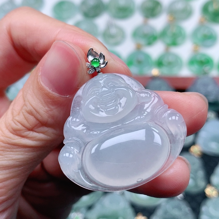 翡翠吊坠(不含链)18K金镶嵌