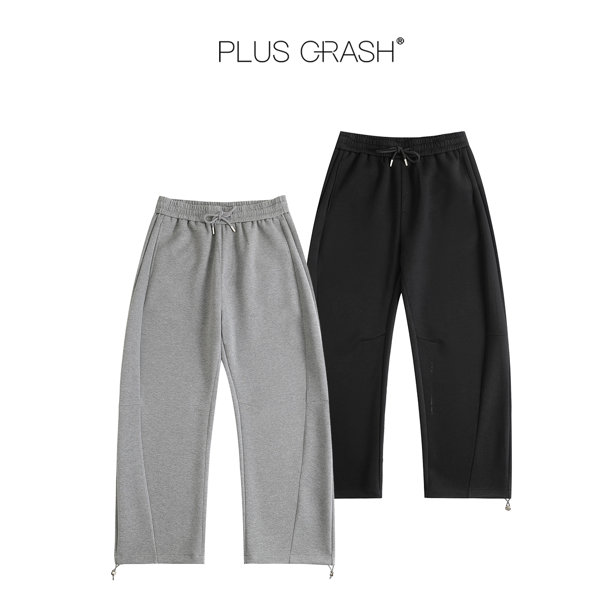 PLUS CRASH2025冬季加厚空气层松弛感宽腿卫裤长裤