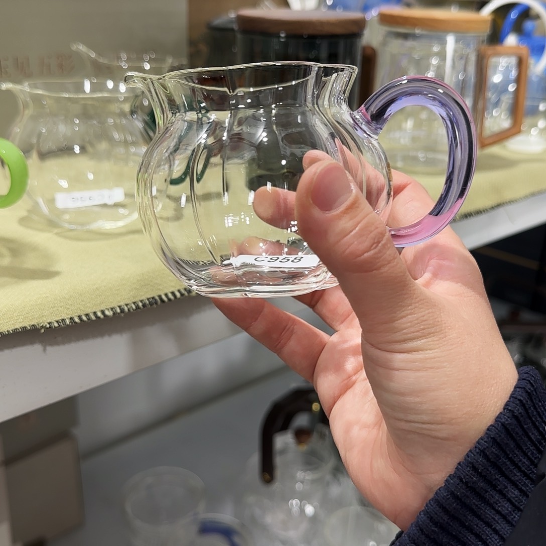 958高硼硅周边公道杯紫色把手