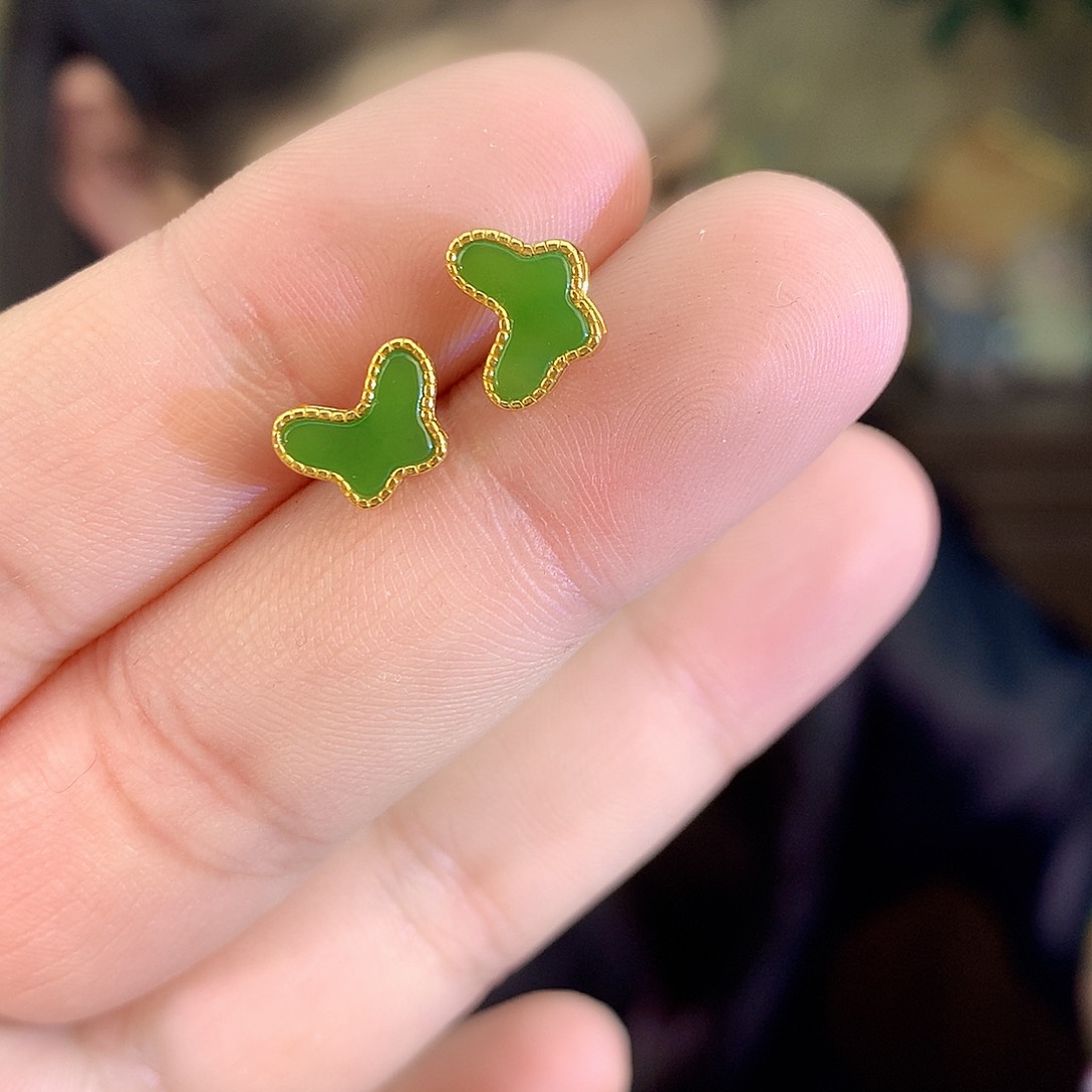 颈饰银S925镶嵌和田玉（碧玉）耳饰