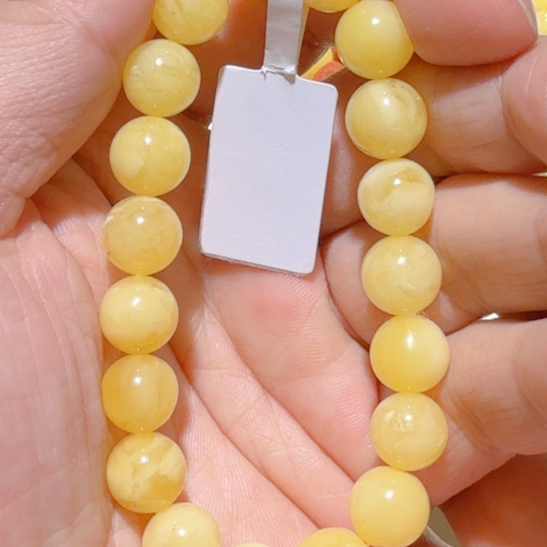 蜜蜡手串未镶嵌琥珀蜜蜡手串10mm+微瑕