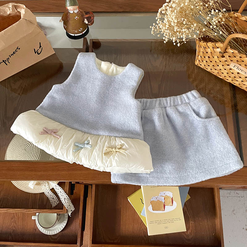 【现货】QT259723秋冬新款儿童套装女童马甲裙子两件套女宝洋气