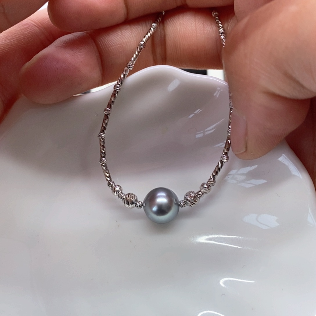 银S925镶嵌海水珍珠手链