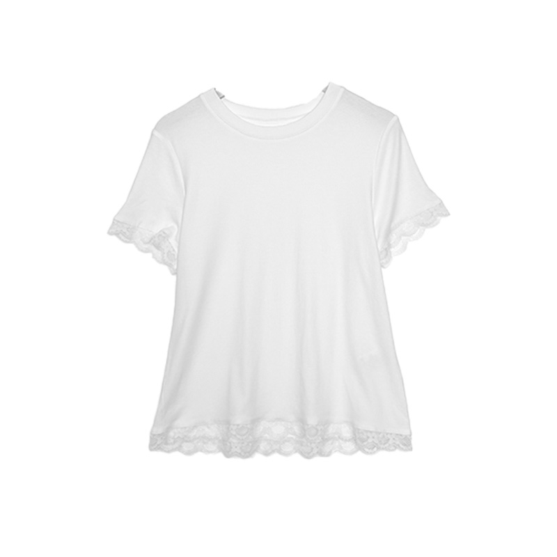 南油小众设计师新品蕾丝边短袖T恤