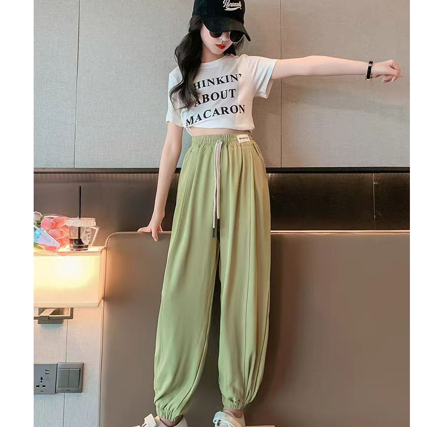 女童夏装套装新款儿童洋气夏季大童女孩短袖T恤阔腿裤两件套2025
