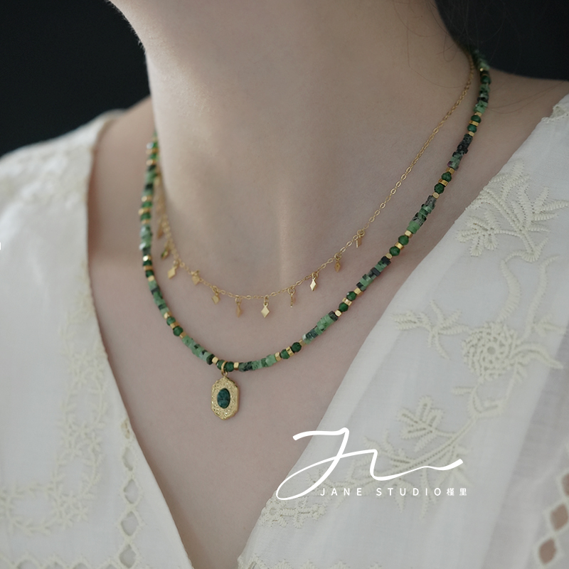  「秘境」法式复古串珠项链吊坠叠戴颈链小众锁骨
